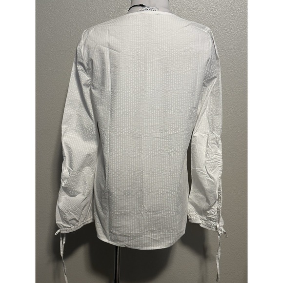 NWT HARSHMAN Catarina Drawstring Sleeves Cotton Tunic Top White sz.L MSRP $193 - Picture 5 of 7